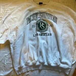 Pacific Sunwear White Crewneck Sweatshirt with Green Logo